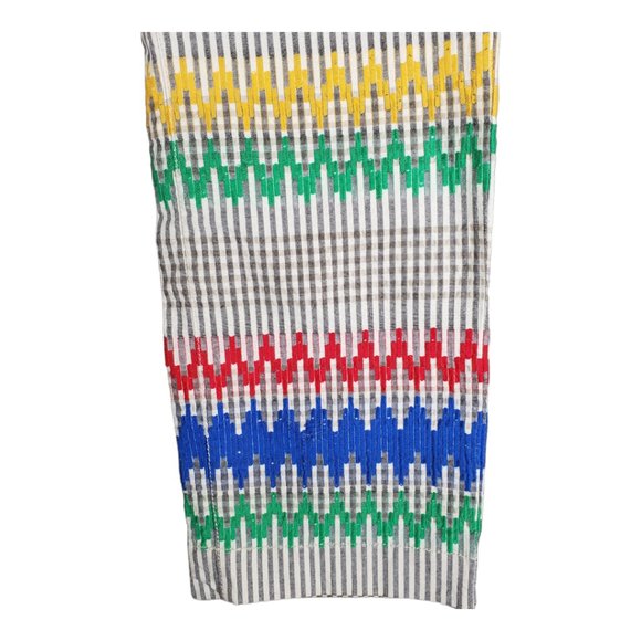 Cartonnier for Anthropology sz 12 Gray and White Stipe Embroidered Ankle Pants - Picture 4 of 12